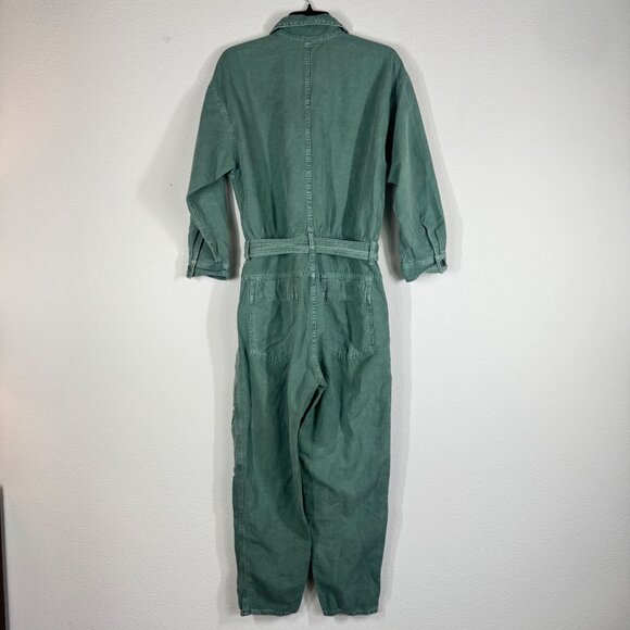 Citizens. of Humanity Surplus Utility Jumpsuit Green Size M Button Up Belted - Picture 2 of 14
